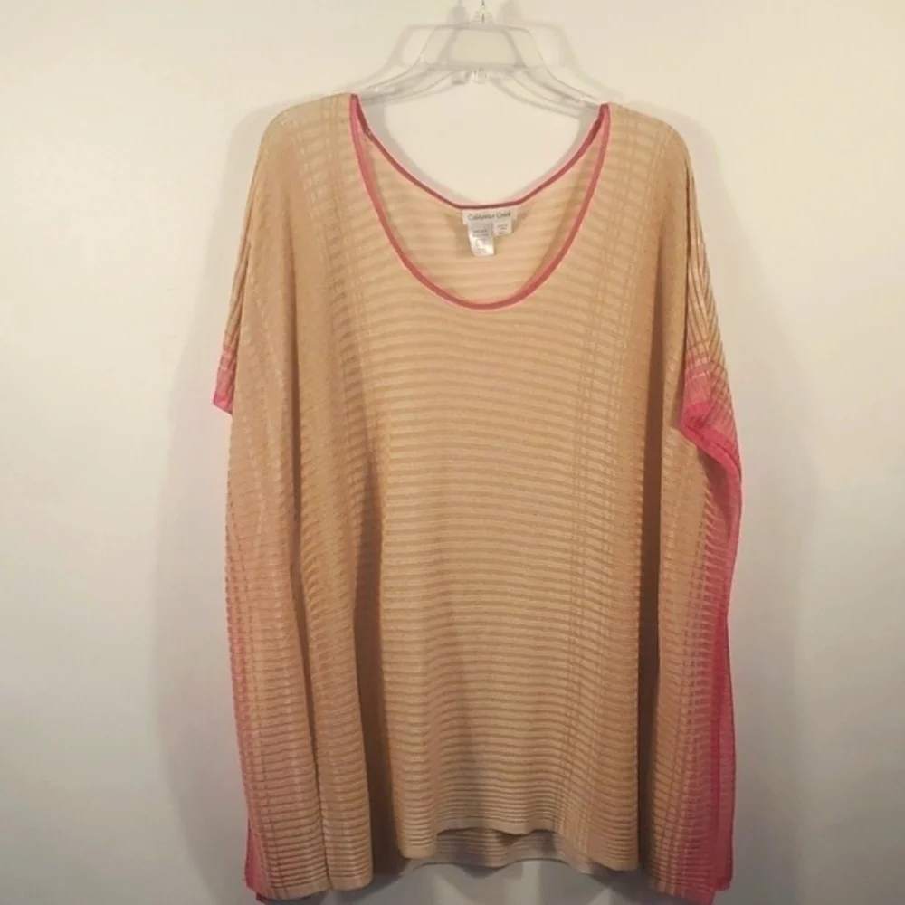 Coldwater Creek Tan Poncho Sweater With Sleeves M/L Drape